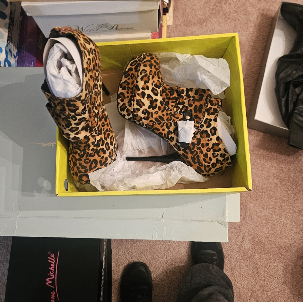 Leopard Print Heel Boot - image 1